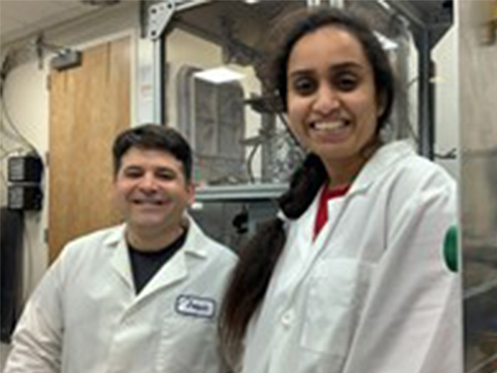 Dr. Shruthi Dasappa with her Ph.D. Adviser, Dr. Joaquin Camacho, Assistant Professor of Mechanical Engineering